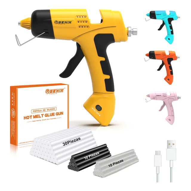 Pistola De Silicon Inalámbrica Usb-c Caliente Eléctrica 7mm Color Amarillo