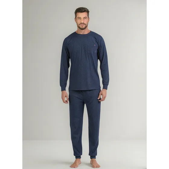 Pijama Hombre 2 Piezas Polera Manga Larga Algodón Rochester