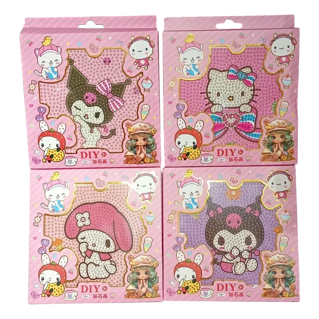 Cuadros Diy Diamantes Plásticos 5d Amigos Hello Kitty 15 Cms