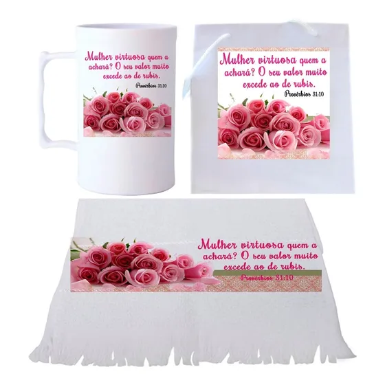 45  Lembrança  Evengélicos, Mulher Virtuosa,  Caneca Salmos