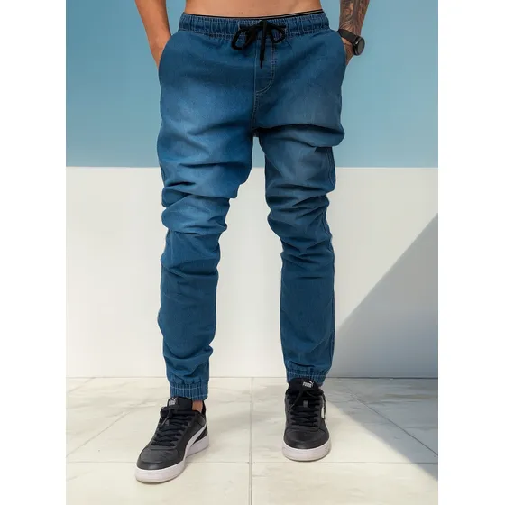 Calça Jogger Masculina Sarja E Jeans Com Lycra