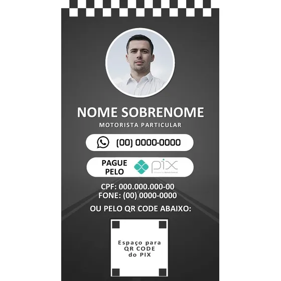 Arte Digital Com Qr Code - Crachá - Cartão Taxista Motorista
