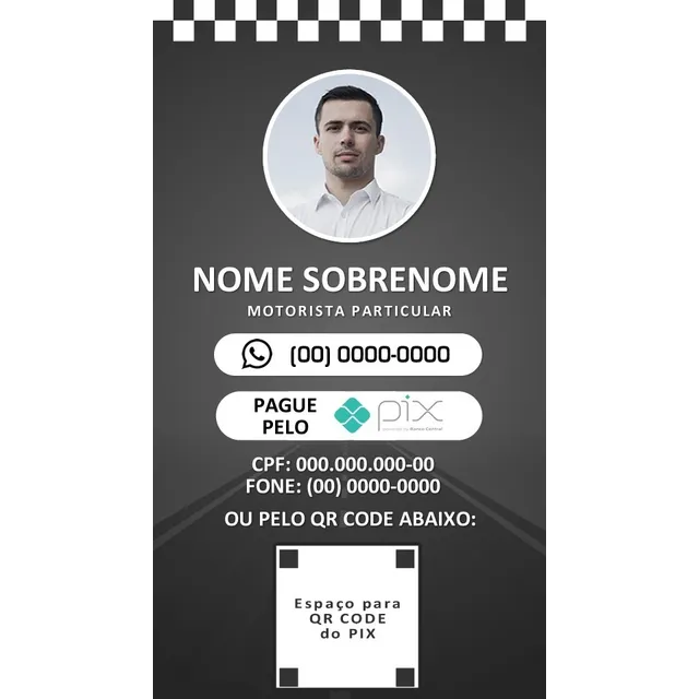 Arte Digital Com Qr Code - Crachá - Cartão Taxista Motorista