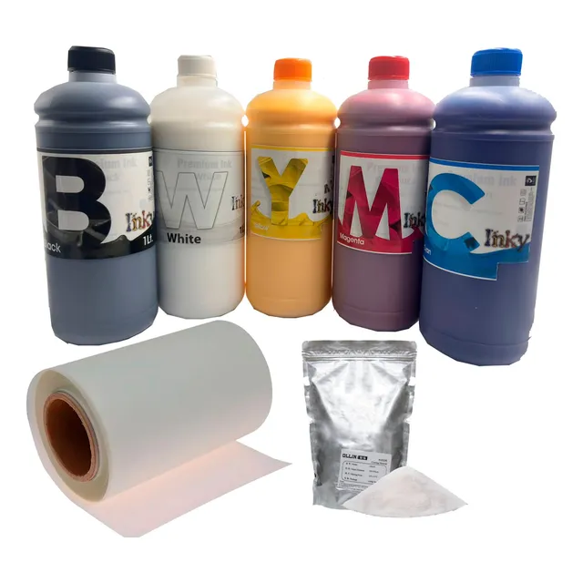 Kit Dtf 5 Litros Bkcmyw / Rollo Dtf 100 Mts / Poliamida