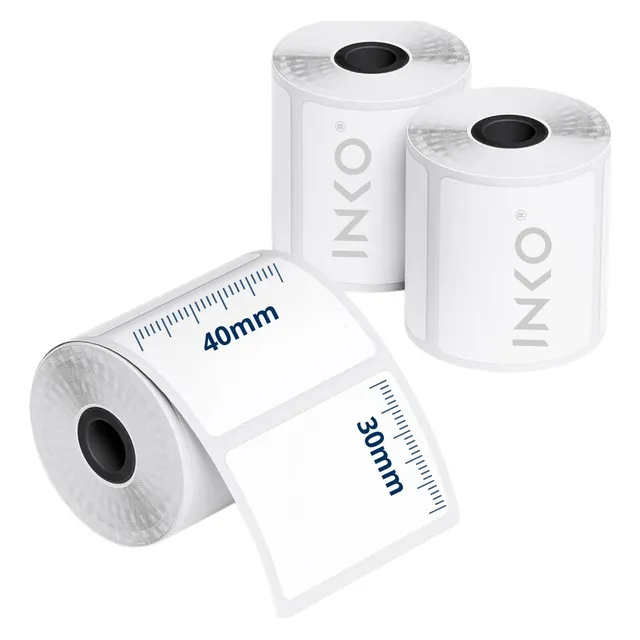10 Rollos Etiqueta Plastica 40x30 Compatible Phomemo Peripa Color Blanco