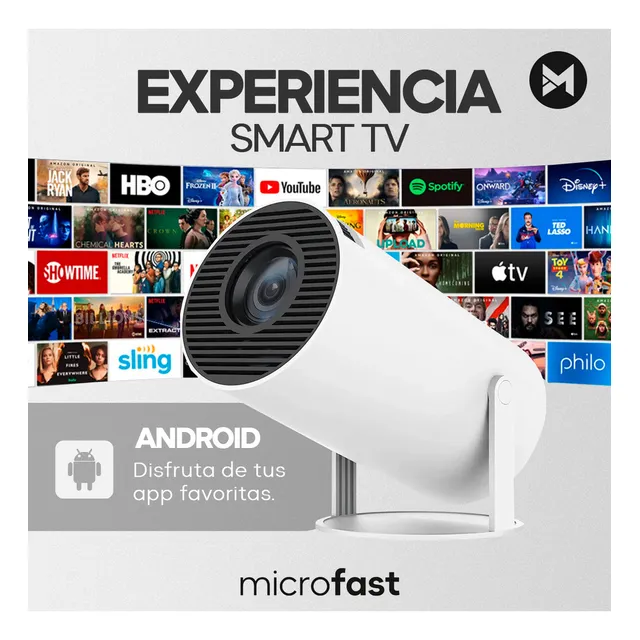 Proyector Smart Wifi Bluetooth Android 4k Imagen Hd 130 Sinovision Cine Portátil Full Color Mini Hy300pro