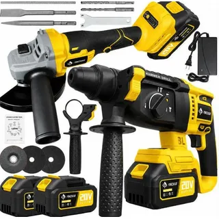 Kit Multiusos Inalambrico 2 en 1: Rotomartillo Electrico y Amoladora Angular para Trabajos Domésticos y Profesionales
