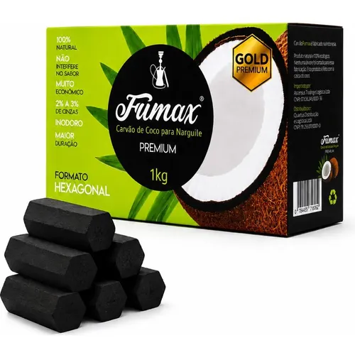 Carvão de Coco one para narguile 1kg hexagonal Coco one premium