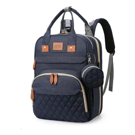 Bolso Mochila Maternal Pañalera Cambiador Color Azul