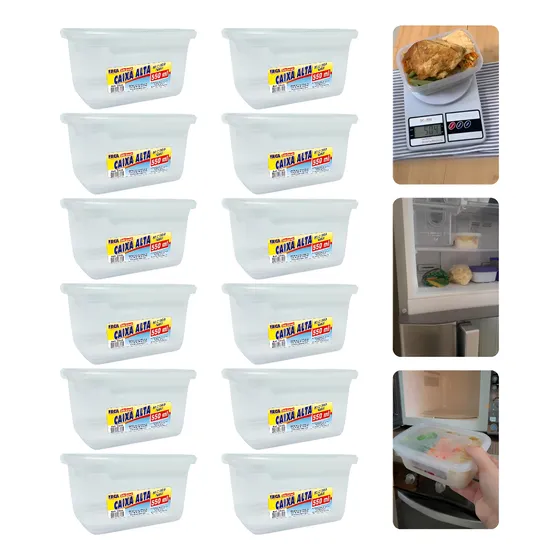 Kit 12 Potes 500 Ml Marmita Reutilizável Freezer Microondas