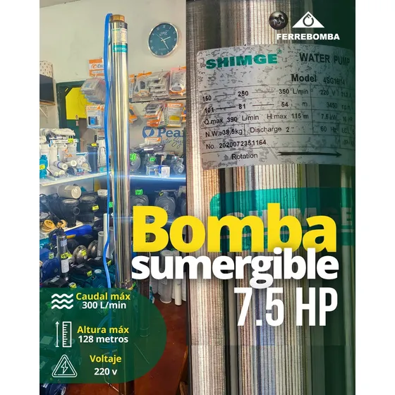 Bomba Sumergible De 7,5 Hp Marca Shimge 6ss10/7