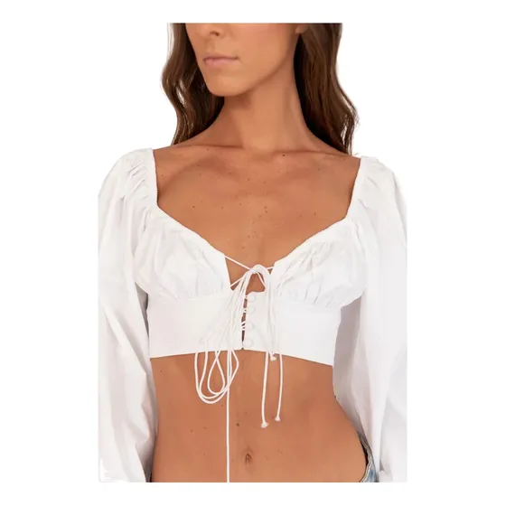 Top Para Dama Manga Larga Con Tirantes. Croptop, Blusa Mujer