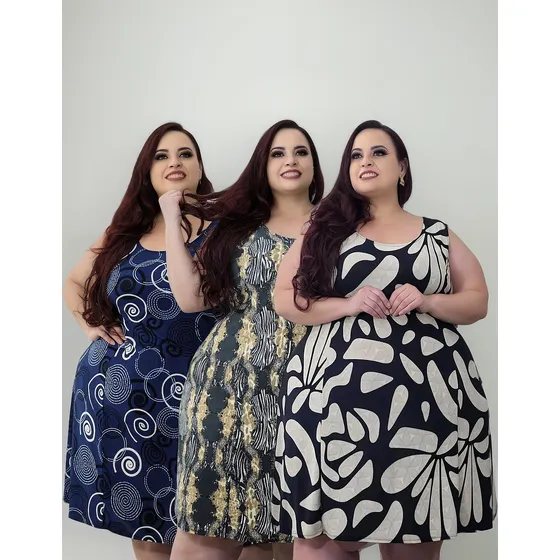 3 Vestidos Senhora Liganete Soltinho Plus Size Leve Regata