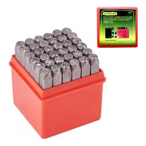 Letras Y Numeros De Golpe 8mm - Set 36 Pcs. - Davidson