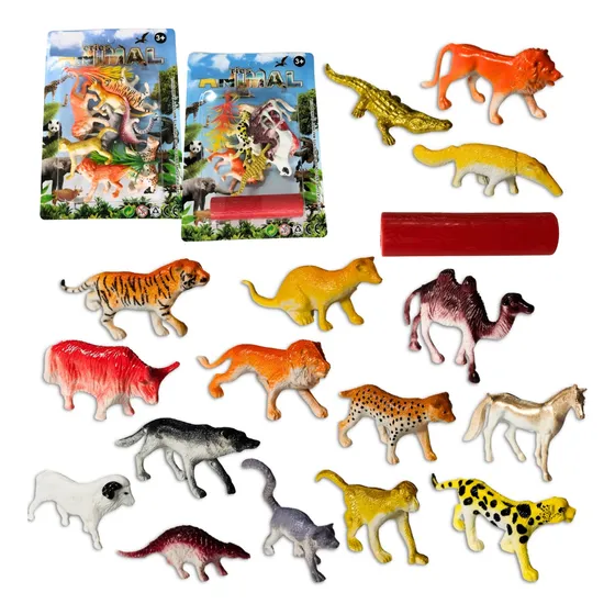 Kit Animais De Fazenda Safari Zoológico Brinquedo Educativo