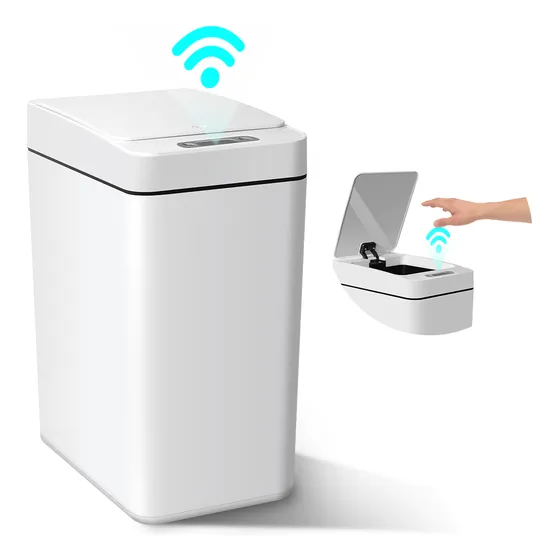 Lixeira Inteligente 12 Litros Sensor Automático Banheiro Cozinha Cor Branco Escritório Comercial Lixeira Automático Com Sensor