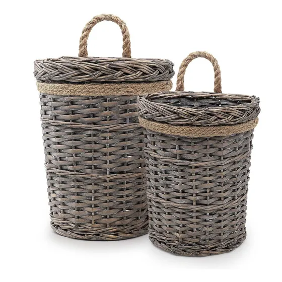 2 S Cesta Colgante Mimbre Tejida Pared Rustica Para Casa