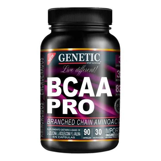 1 Aminoacidos Bcaa 90caps Leucina Isoleucina Valina Genetic Sabor Capsulas