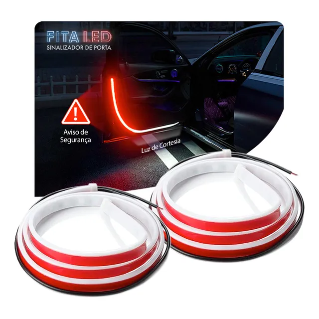 Kit 4 Fitas Porta Fluence 2018 Neon Branco Vermelho Tunning