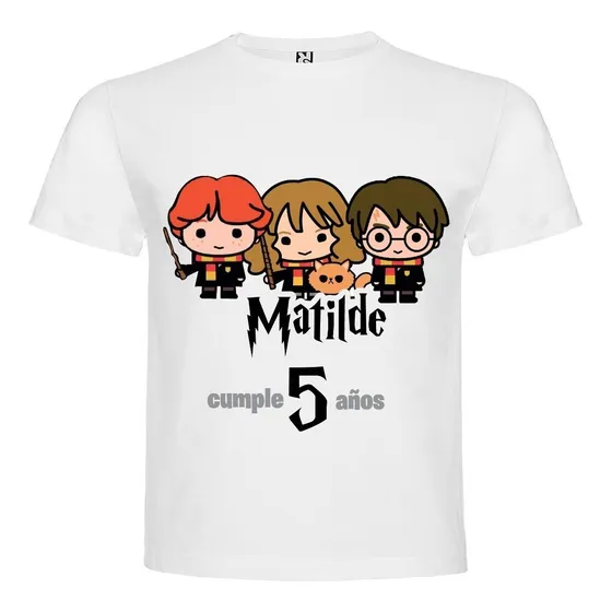 Polera Harry Potter Cumpleaños Personalizada Niños Algodon
