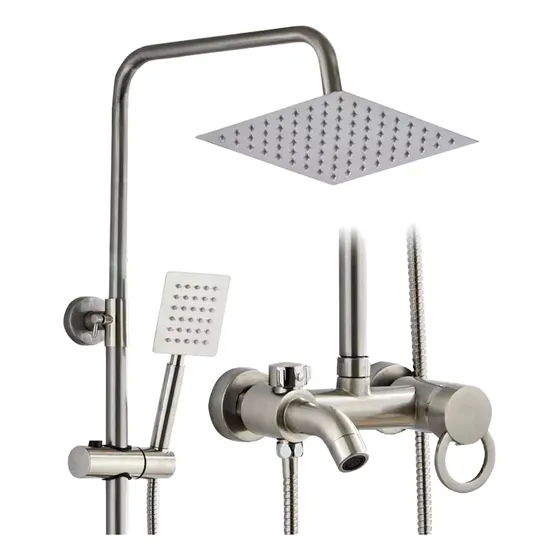 Griferia Baño Columna Con Duchador De Mano Monocomando Metal