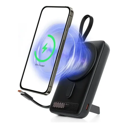Power Bank Magnético Basike 10.000mah Para iPhone E Samsung Com Carregamento Rápido Preto-a