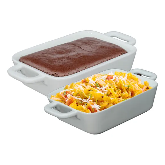 Refractario Bandeja Para Hornear Rectangular De Ceramica Color Blanco
