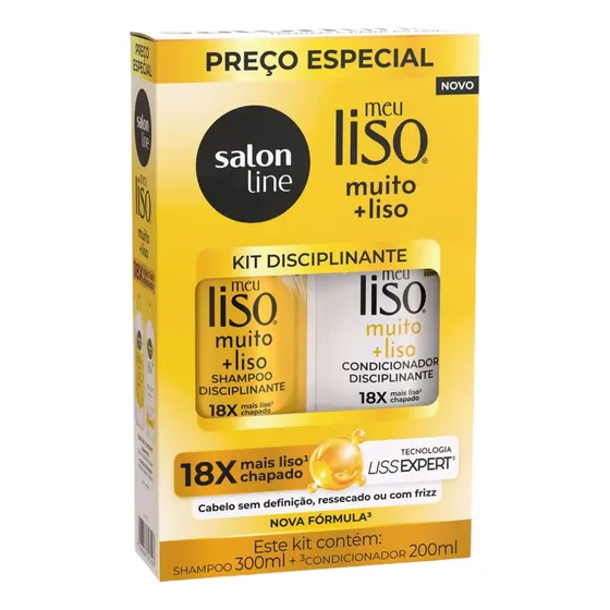 Kit Shampoo E Condicionador Meu Liso Muito + Liso Salon Line