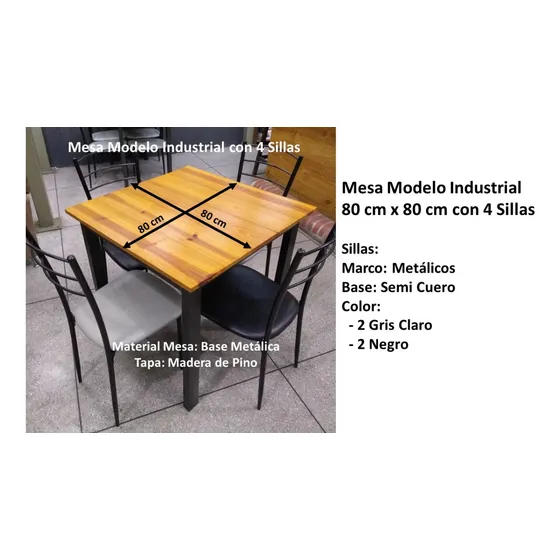 Mesa Estilo Industrial Con 4 Sillas - Usada