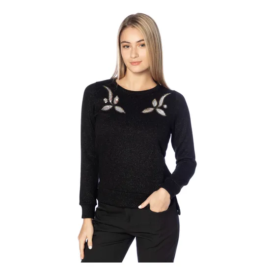 Sweater Tejido Con Lurex Y Apliques Primula Mujer Asterisco