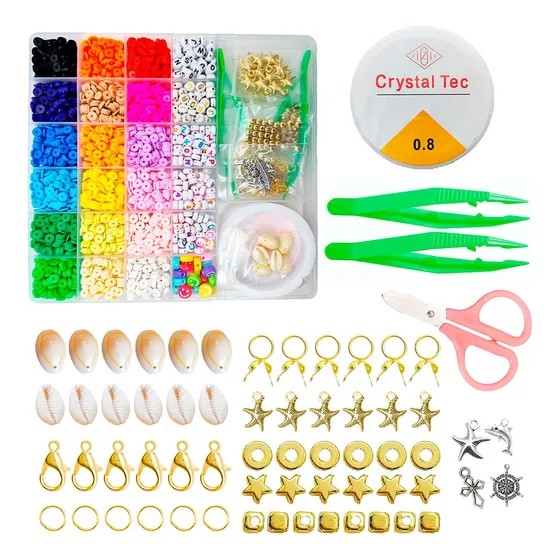 Kit Completo Para Armar Pulseras Con Tanza Tijera Y Dijes.