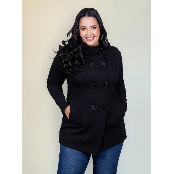 Sobretudo Casaco Tricot Plus Size Moderno Blogueira Inverno