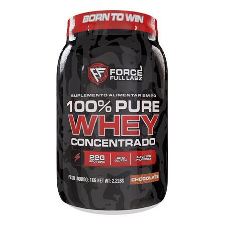 100% Whey Protein Concentrada 1kg, 22g Proteína Por Dose - Sabor Chocolate - Force Full Labz 100% Whey Protein Concentrada 1kg, 22g Proteína Por Dose - Sabor Chocolate - Force Full Labz