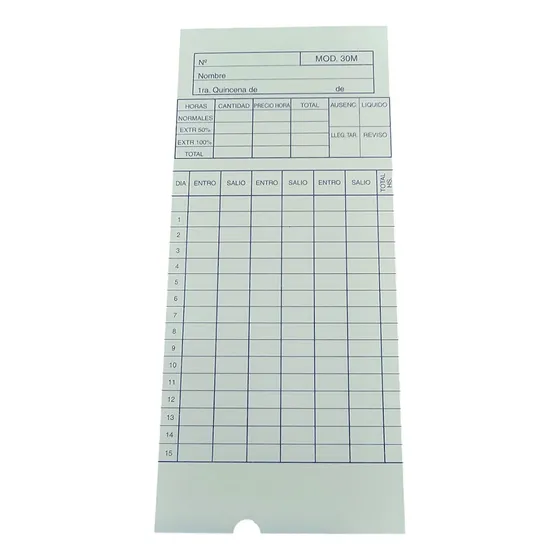 Tarjetas Control De Personal,fichas,reloj Fichero X 200 30m