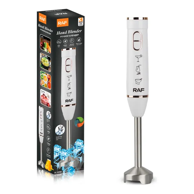 Mixer Licuadora De Mano Multiusos Pica Hielo  2 Velocidades Color Blanco  800w  220v  R.320w Raf