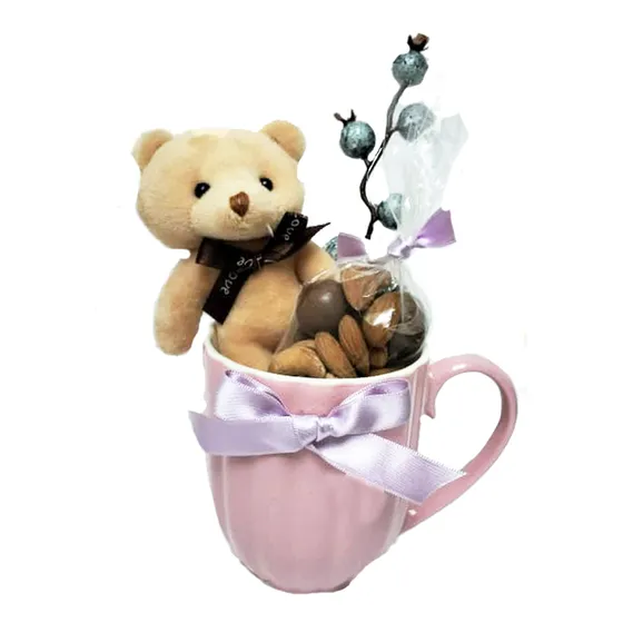 Cesta Navideña Con Taza Y Peluche