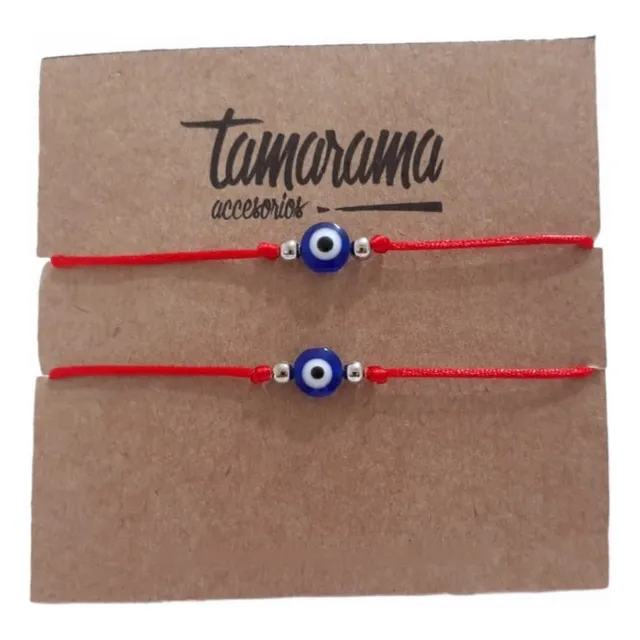 Pulseras Amistad- Hilo Rojo. Ojo Turco X 2 Unidades