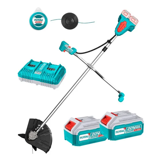 Desmalezadora Inalámbrica Total 40v Industrial, Diámetro Corte 33cm - Motor Sin Carbones - Incluye 2 Baterías 20v De 4.0ah Y Cargador Doble - Tstli202521