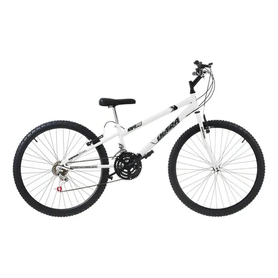 Bicicleta passeio urbana praia parque masculina Ultra Bikes Bike Rebaixada Aro 24 18 Marchas 2024 - branco