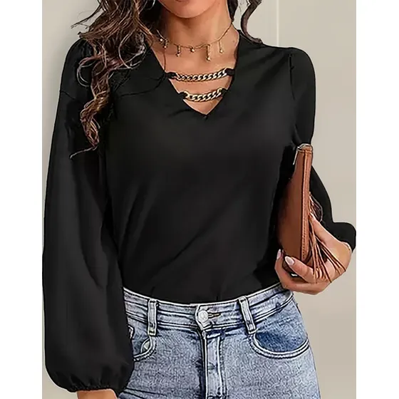 Blusa Para Dama De Moda Casual Camisa Sexy Con Cuello En V