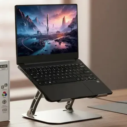 Suporte De Mesa Para Notebook Com 2 Rgb Radiadors Ajustável Prateado