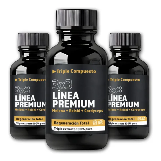 3unid Melena + Cordyceps + Reishi  Triple Extracto 100% Puro