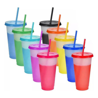 Vaso Mágico Para Cambiar Colores Con Tapa Y Pajita, 710 Ml, Vaso Mágico Para Cambiar Colores Con Tapa Y Pajita, 710 Ml,