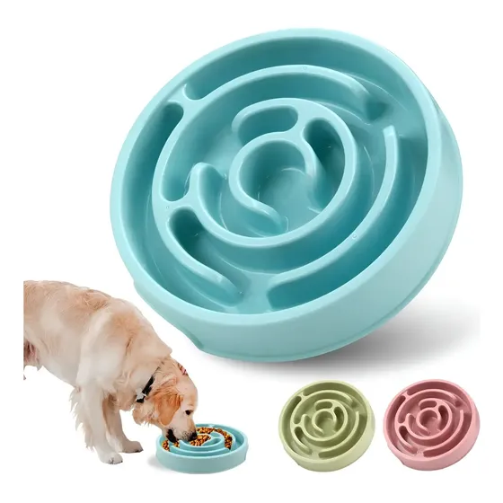 Tigela De Plástico Slow Feeder Para Cães, Antiestrangulament Verde-claro