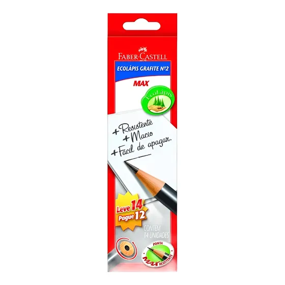 Lápiz De Escribir Faber Castell Grafito Redondo Escolar X14