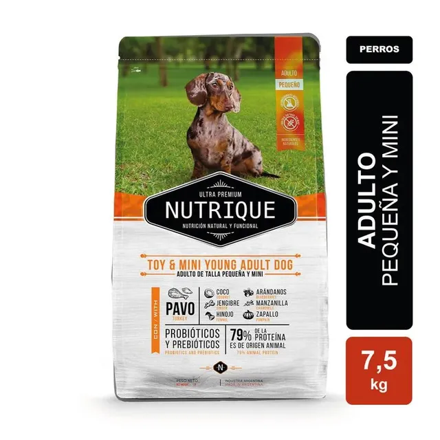 Alimento Nutrique Ultra Premium Toy & Mini Young Adult para perro adulto de raza mini y pequeña sabor pavo y cerdo de 7.5 kg