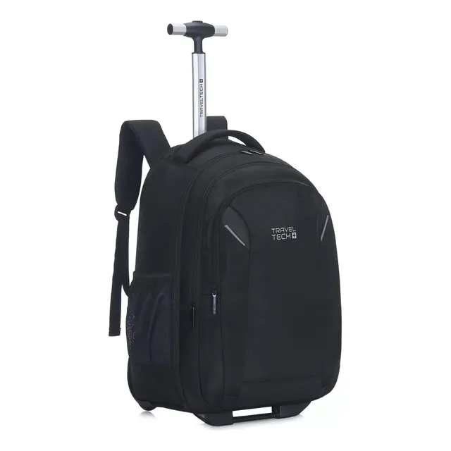 Mochila Travel Tech Con Carro 18 Pulgadas Tivb Color Negro Diseño de la tela Liso