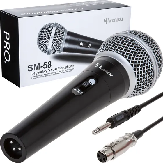 Microfone Com Fio Dinâmico Profissional Metal Karaoke Igreja Cor Preto Kaizu Imports