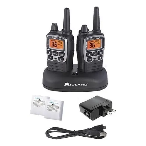 2 Radios De 2 Vias Handy Midland T71VP3 50 Canales Bandas De Frecuencia Uhf Color NEGRO