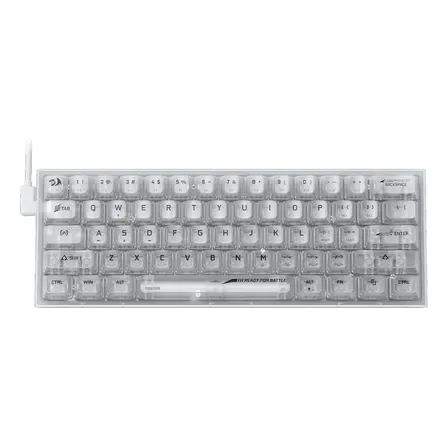 Teclado Gamer Redragon Fizz Rgb K617ct Transparente Claro Inglés 60%, Cableado